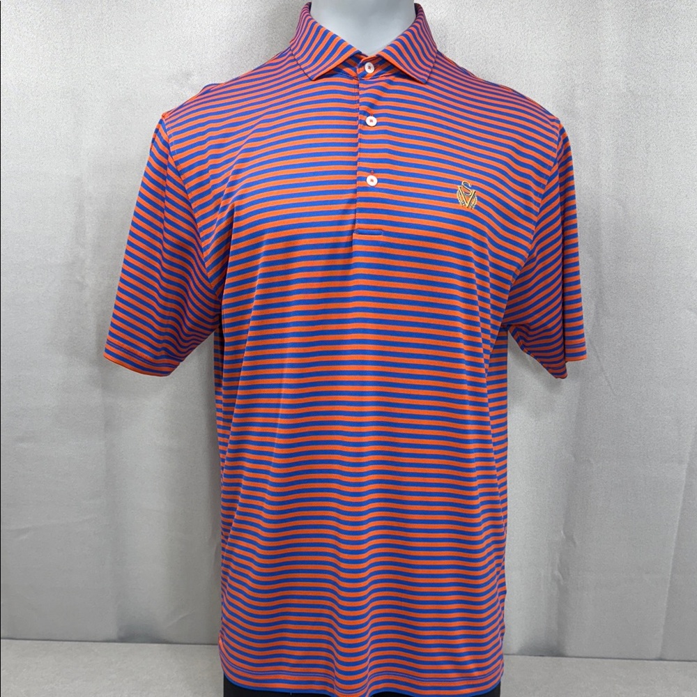 Fennec Vibrant Striped Polo Shirt - Orange and Blue w/ Embroidered SV logo